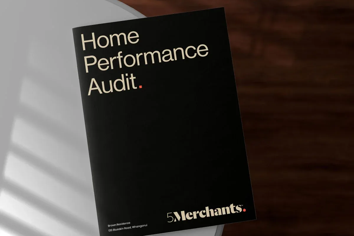 Home Performance Audit book by 5merchants resting on table